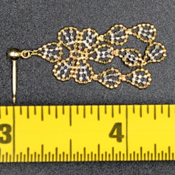 14K Yellow and White Gold Chandelier Earrings - Picture 5 of 7